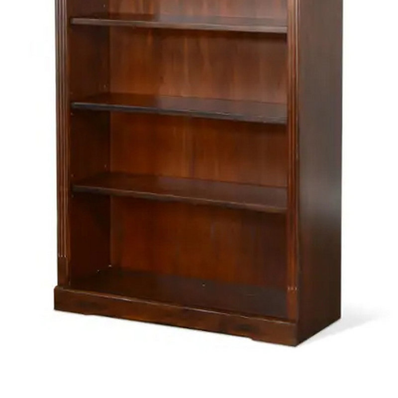 Bibliothèque Marv avec tablettes réglables, incrustation d'ardoise, (5 tablettes) H 60 po x l 32 po x P 13 po, Brun