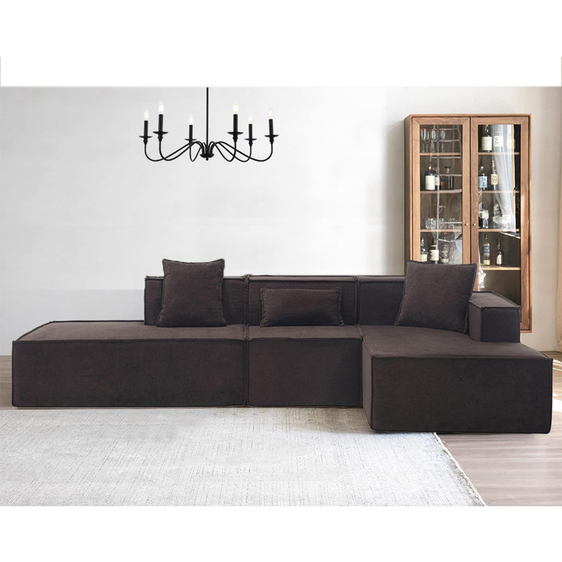 Modern Modular Boneless Sectional Sofa, Italian Minimalist Tofu Block, Large Sectional Couch for Living Room