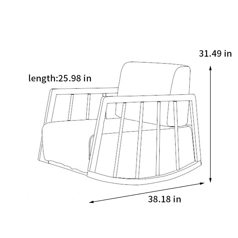 Chaise berçante en bois massif, Crème