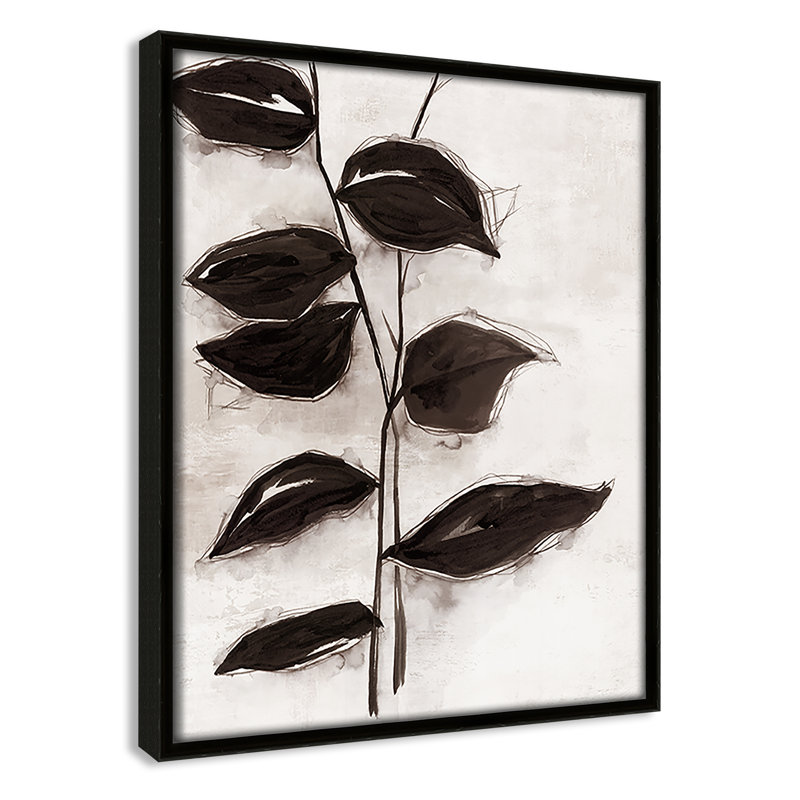 Feuilles I - Toile à cadre flottant, H 11,5 po x l 9,5 po x P 2 po, Cadre espresso