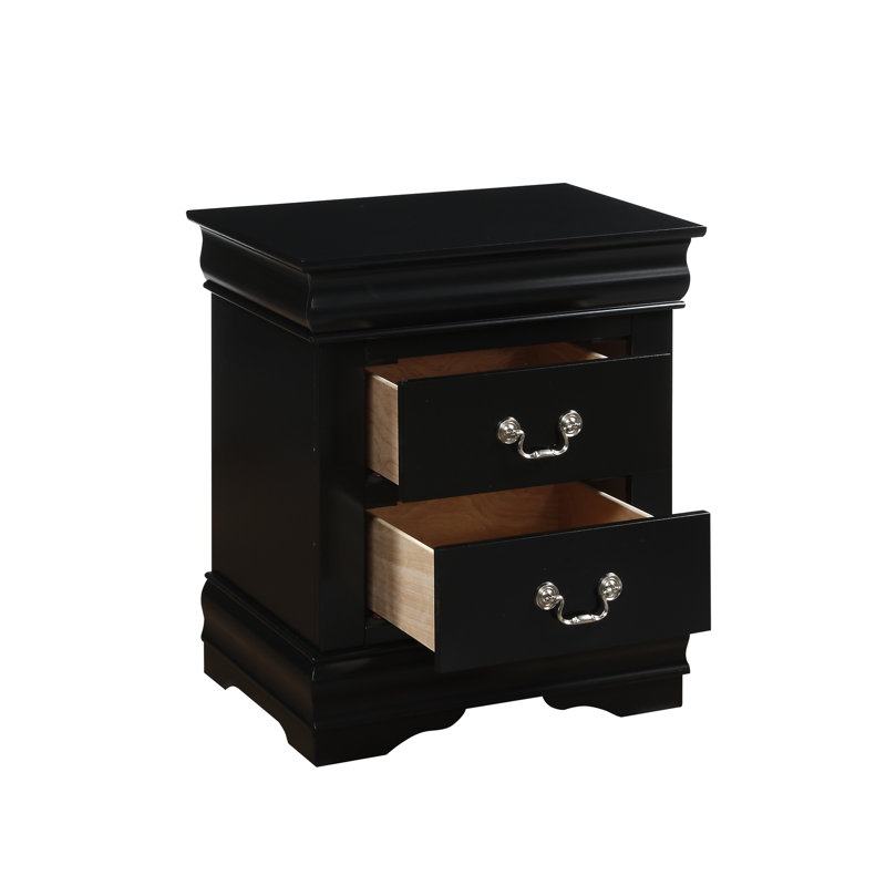 Black Nightstand With Ample Storage Capacity - 24" High X 21" Wide Sophisticated For Bedroom Use 15" Depth Height