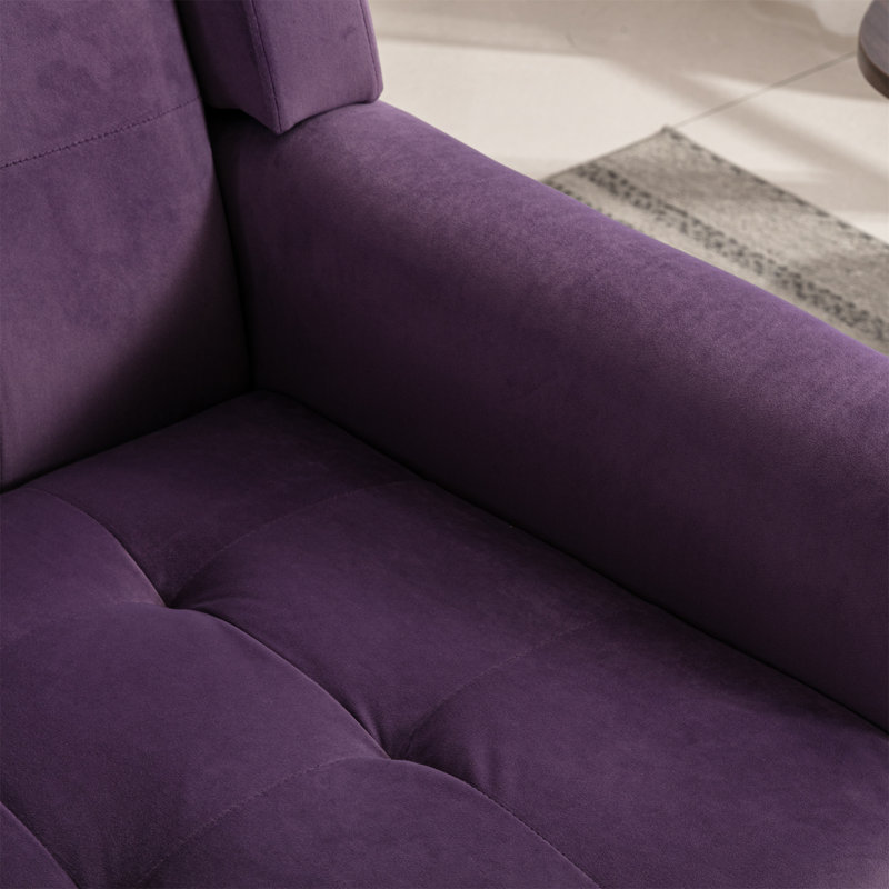 Tufted Upholstered Wide Back Armchair（Set of 2）, Purple Velvet