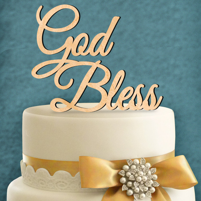 Wood Cake Topper, Gold Glitter