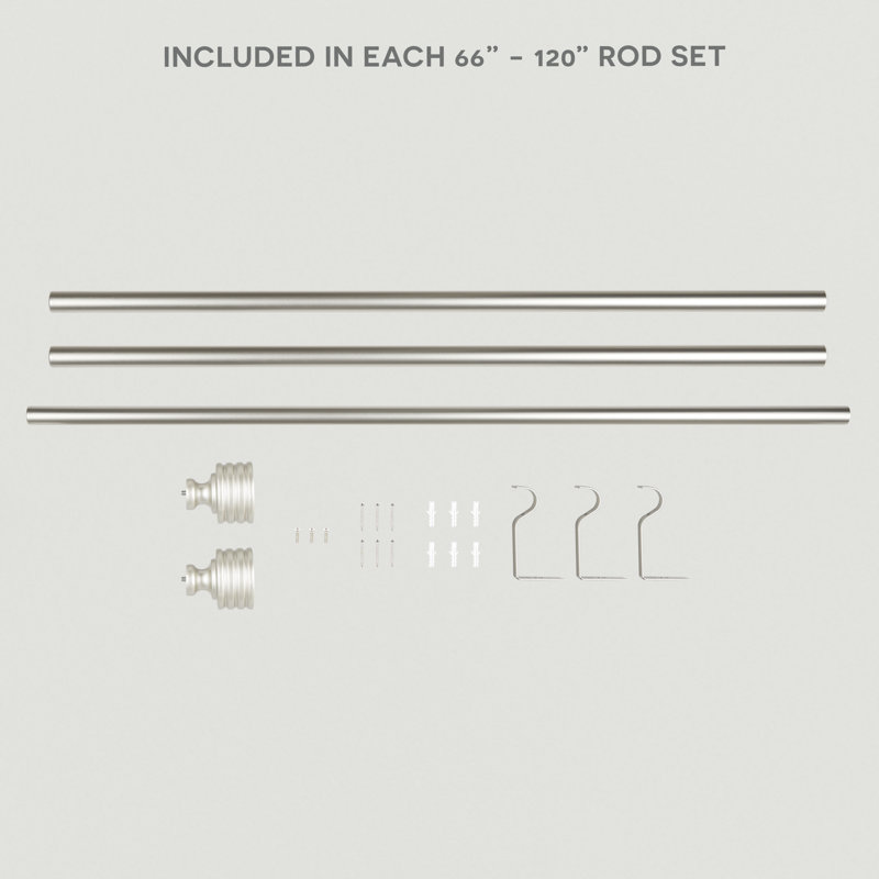 Ensemble de tringle à rideaux et fleuron 1 po Lucero, Nickel mat