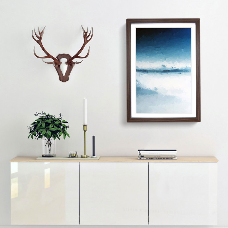 Blue Mountains in Italy in Abstract - Picture Frame Graphic Art Print, 87cm H x 62cm W x 2cm D, Walnut Framed