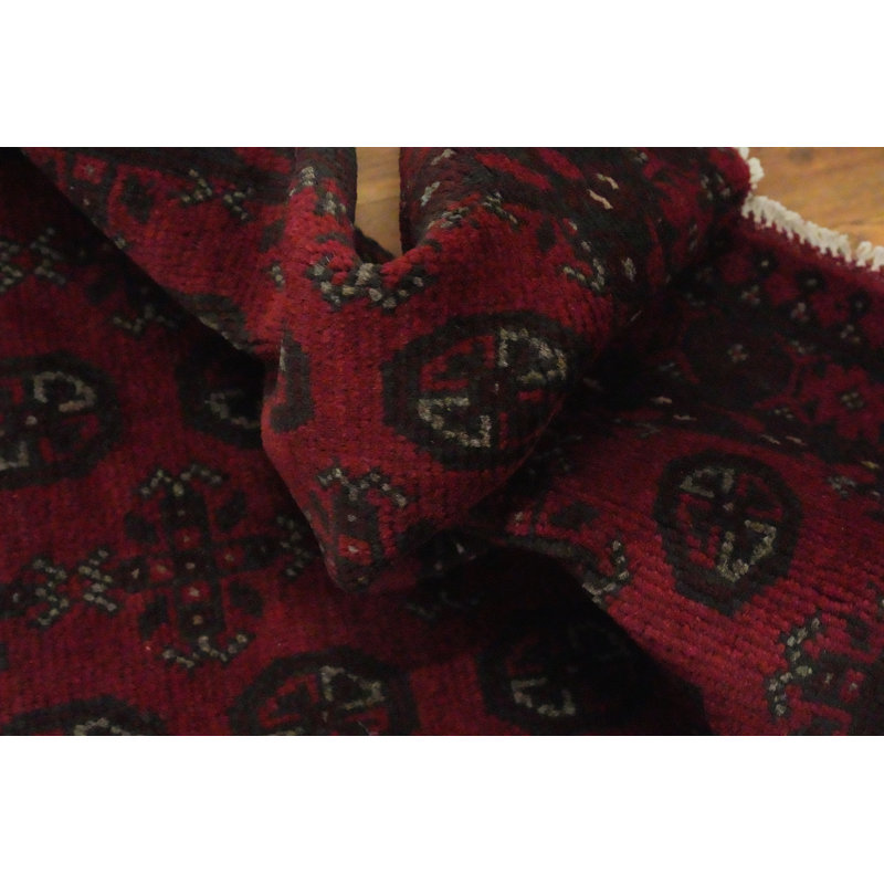 Geometric Red Oriental Afghan Rug 3x5