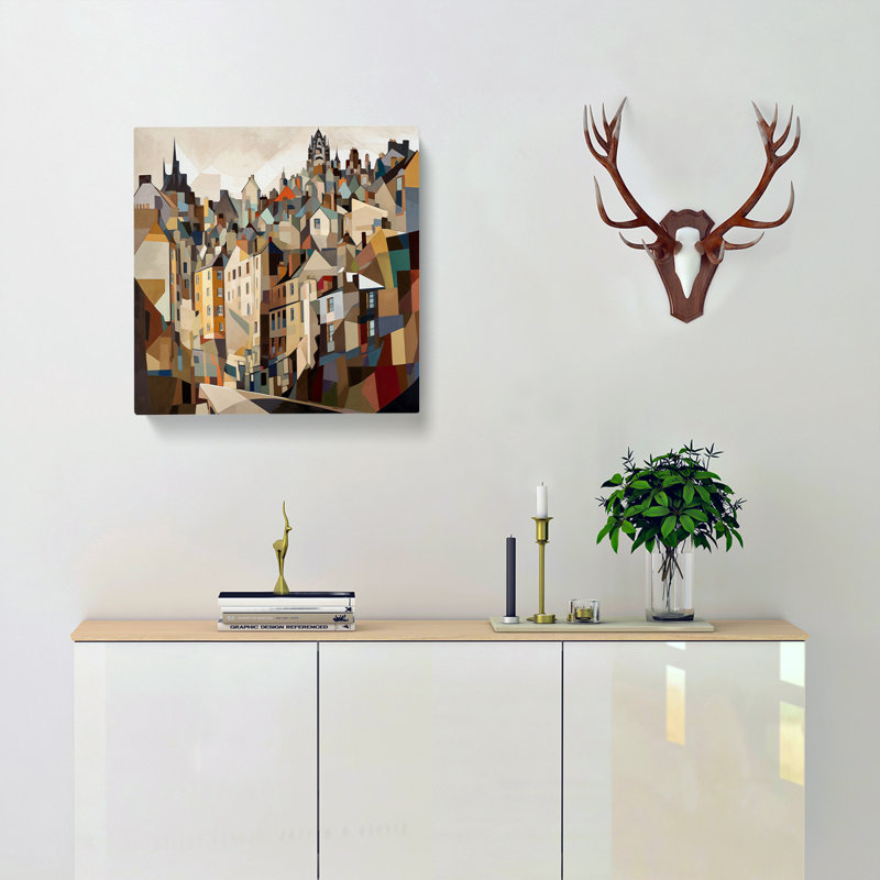 City Of Edinburgh Cubism No.2 - Wrapped Canvas - Framed Print, 35cm H x 35cm W x 3cm D