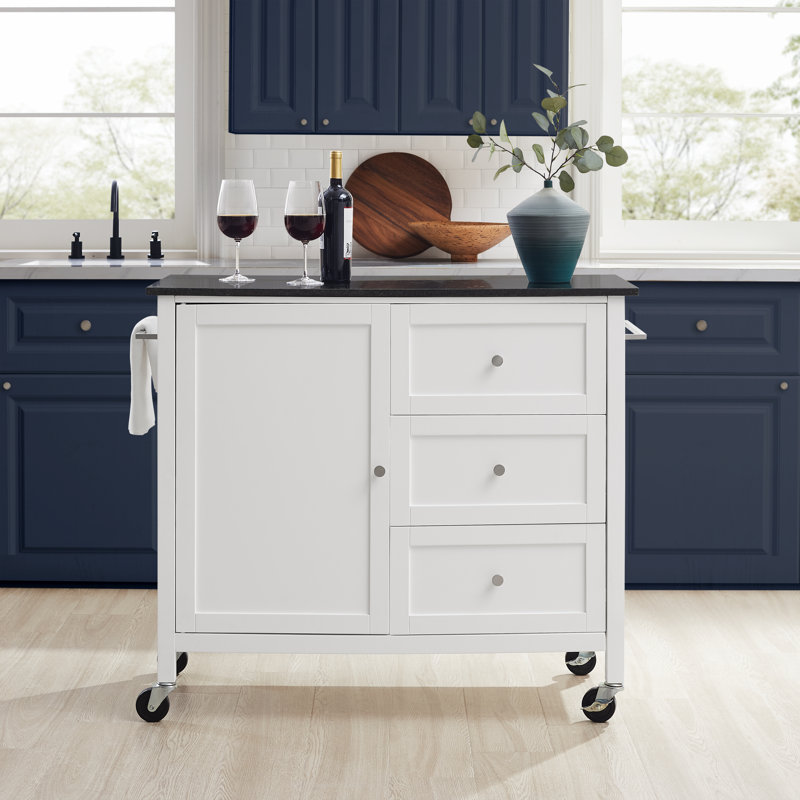 Brunon Kitchen Island, Black Granite