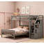 Lit simple mezzanine sur lit double avec escalier, rangement spacieux et dispositifs de sécurité, parfait pour les chambres d'enfants et les soirées pyjama.