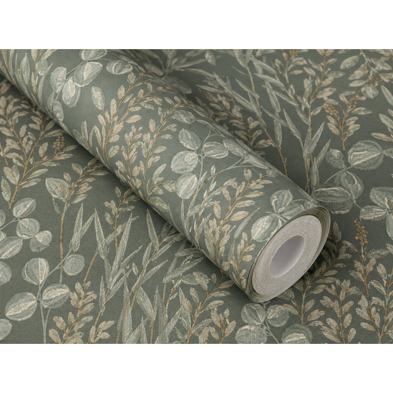 Papier peint texturé non tissé et collé vert Bracken