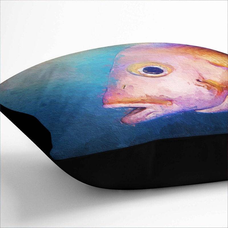 Snapper Fish Cushion with Filling, 55cm H x 55cm W x 20cm D, Black