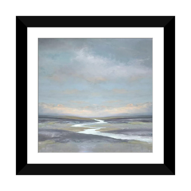 « riverbend i », impression sur toile, H 16 po x l 16 po x P 1 po, Papier d'art encadré noir, Blanc
