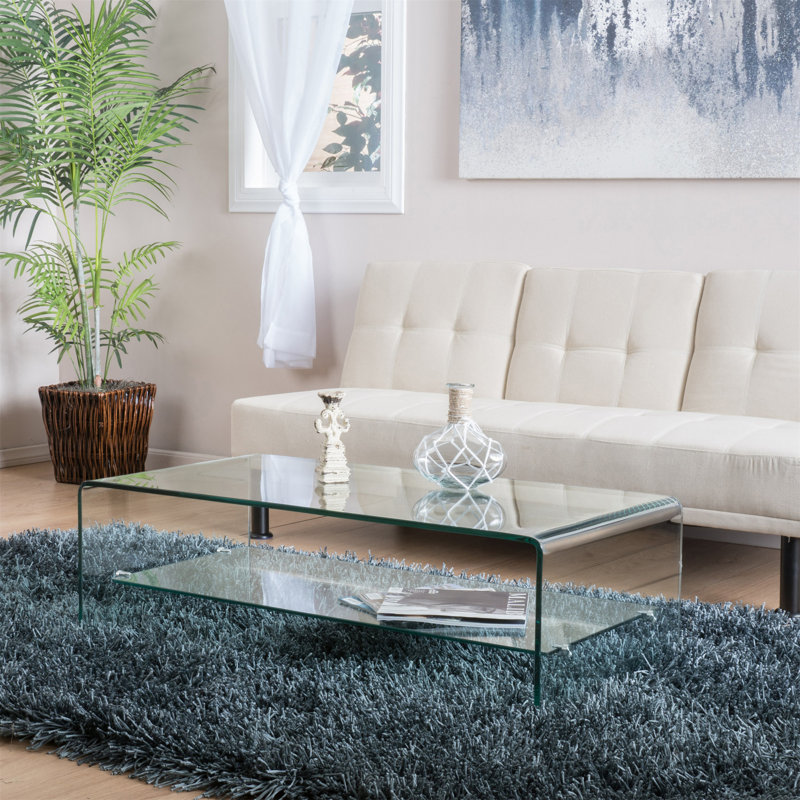 Table basse en verre avec tablette Ramona