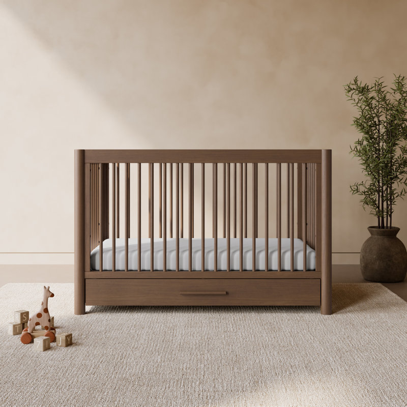 Lit de bébé convertible 5-en-1 Malta avec tiroir et garde-corps pour enfant Malta, Hazelnut