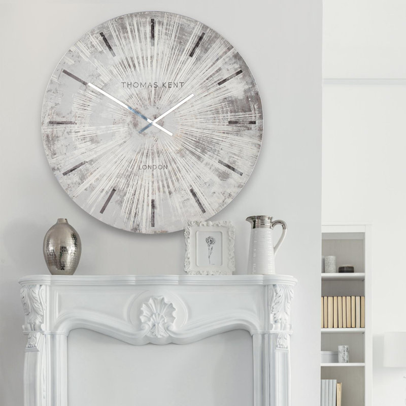 Starburst Wall Clock, 92cm H x 92cm W x 5cm D, Grey