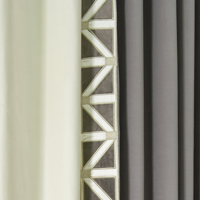 Athena Velvet Room Darkening Pair, 45" W x 96" L, Gray/White