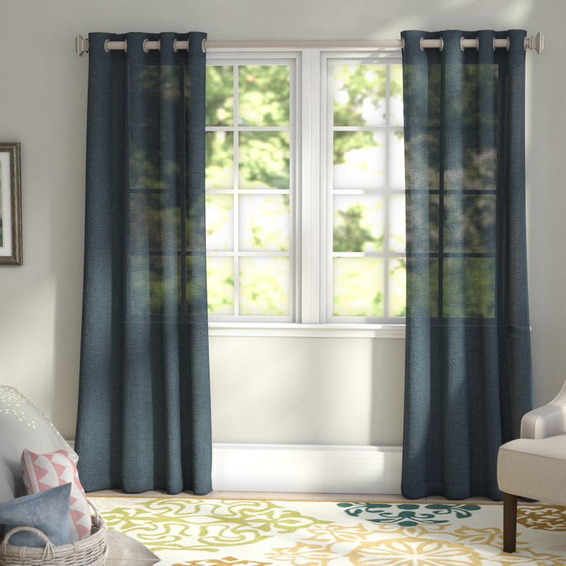 Sickels Semi Sheer Curtain Pair, Blue, 52" W x 84" L