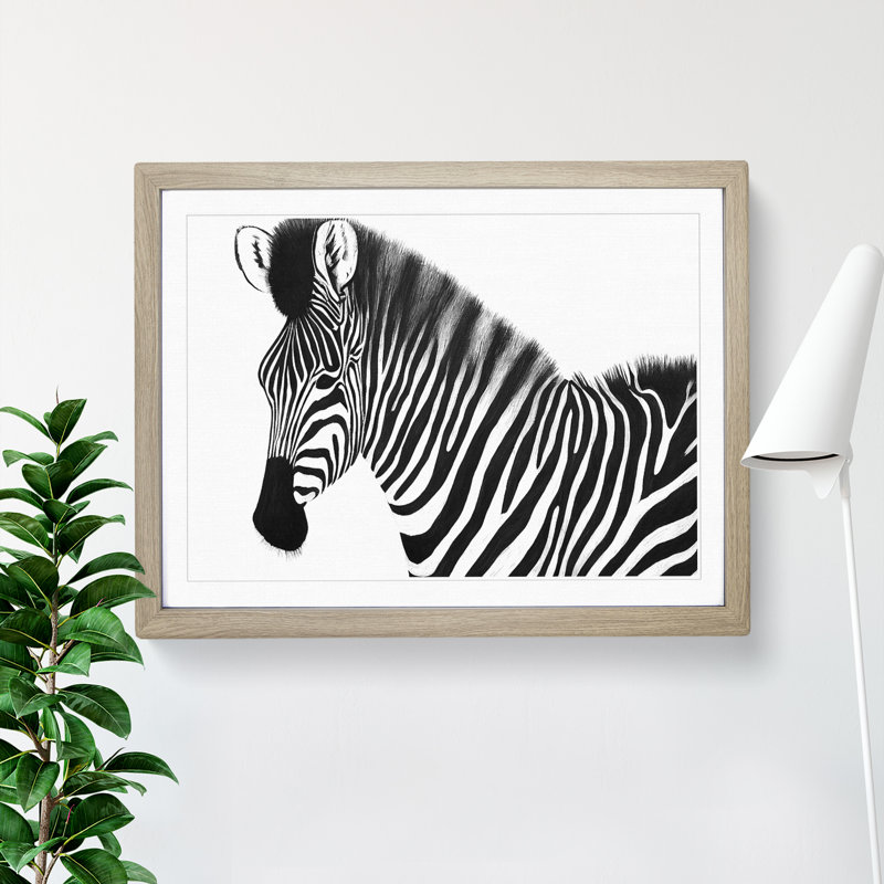 Zebra Portrait Vol.2 1 Piece Single Picture Frame Painting, 34cm H x 46cm W x 2cm D, Oak