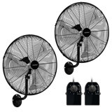  2 Pcs 20" Wall Mount Fan With 3-speed Options 85° Oscillation 30° Tilt 6 Ft Cord 