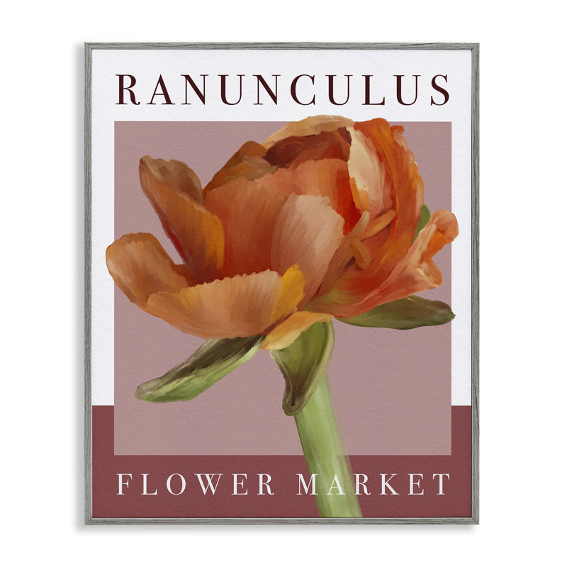 «Ranunculus Flower Market», estampe numérique, design par Jennifer Stith, H 20 po x l 16 po, Giclée de ferme grise encadrée