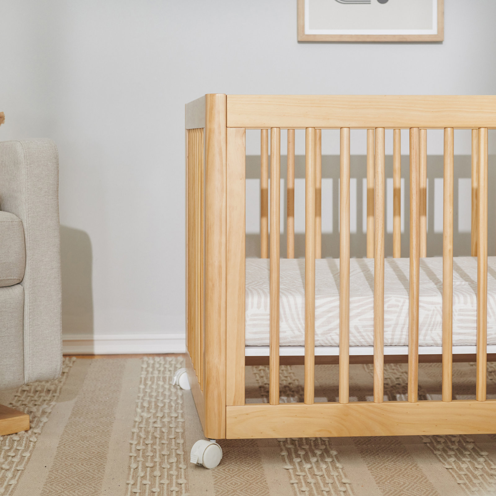 Oat Stripe Organic Muslin Midi Crib Sheet
