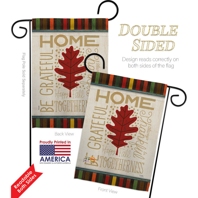 Drapeau de jardin en polyester 18,5 x 13 po Home Be Grateful
