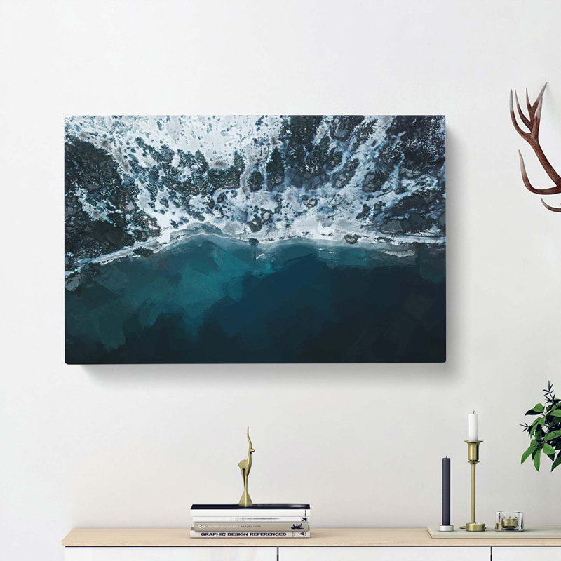 Winter Forest By A Lake In Germany In Abstract - Wrapped Canvas Print, 60cm H x 91cm W x 3cm D