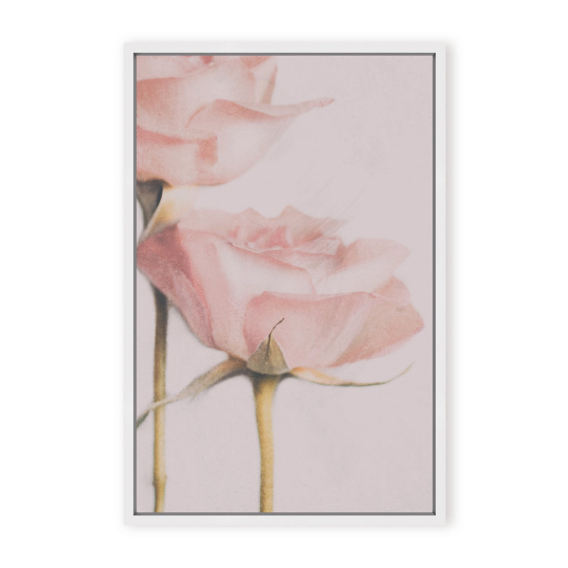 Nature Inspired Two Roses by  - Picture Frame Photograph on Paper, Framed Canvas, 36" H x 24" W x 2.375" D, Gold