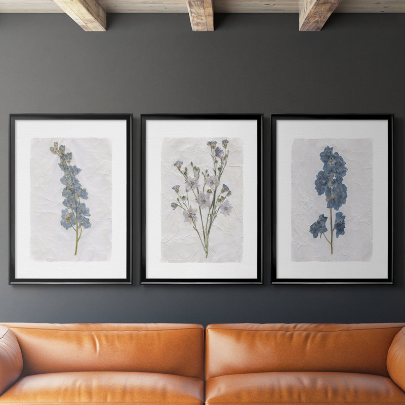 Découpage floral I - Toile tendue avec châssis sur mesure - 3 pièces