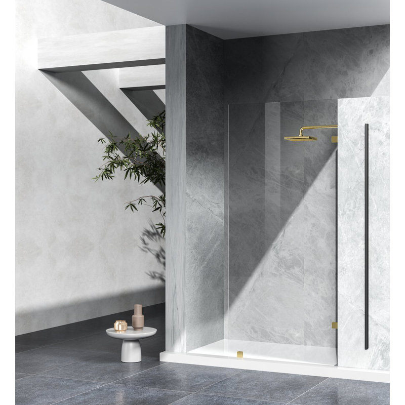 35'' - W x 78'' H Door Framed Shower Door with, Gold