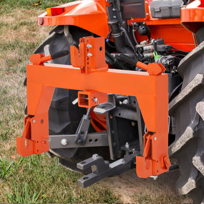 Heavy Duty 3-Point Quick Hitch Adapter for Category 1 Tractors – 3000 lbs Lift – 2" Receiver – Reinforced Steel – 5-Level Adjustable Bolt – No Welding Needed – Orange – Includes a Pair of Gloves