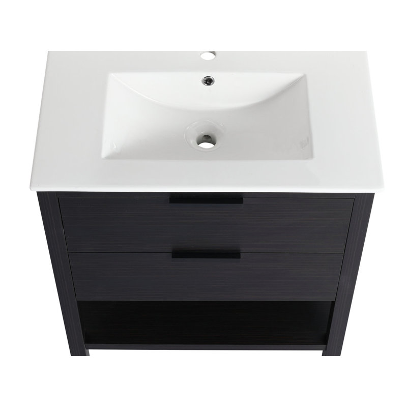 Meuble-lavabo de salle de bain avec lavabo et tiroirs à fermeture en douceur, facile à nettoyer