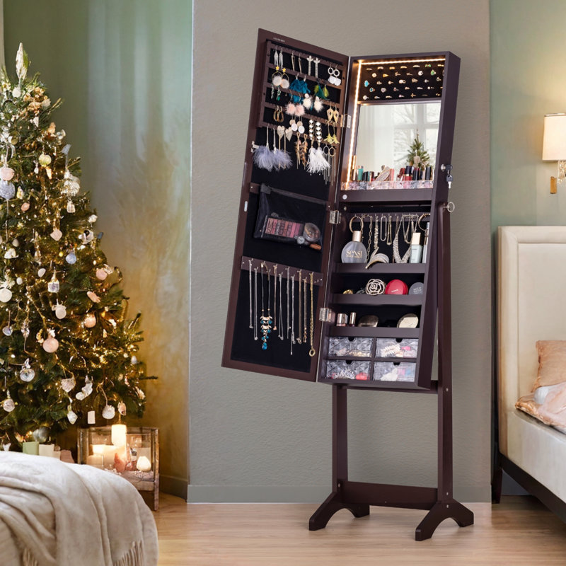 Full Length Mirror With Storage, Brown