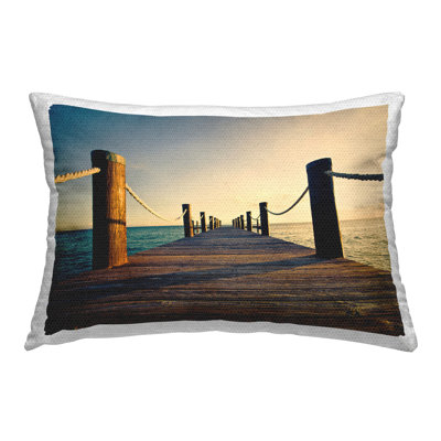 Summer Coastal Dock Printed Outdoor Throw Pillow Design by Susan Bryant