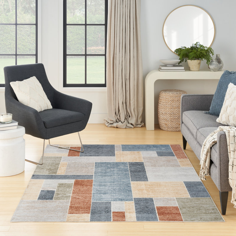Tapis multicolore lavable à la machine Arthur-Jack, Rectangle 5 pi 3 po x 7 pi