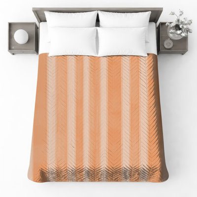 Orange Vertical Stripes Quilted Bedspread All Sizes