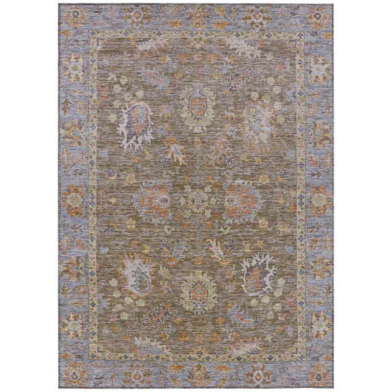 Machine Washable Indoor/Outdoor Xhevrie Brown Rug, Rectangle 3' x 5'