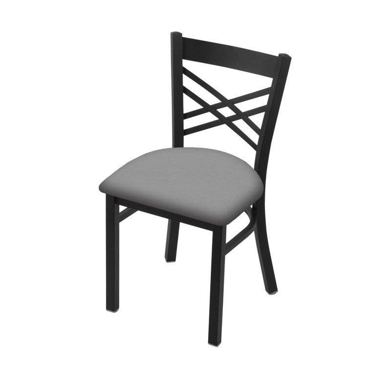 Catalina 18'' H Upholstered Metal Side Chair, Black Wrinkle, Vinyl-Canter Folkstone Gray