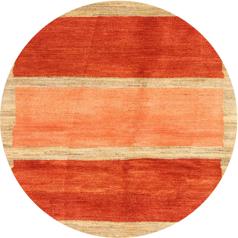 Tapis rayé orange / rouge, Rond 8 pi