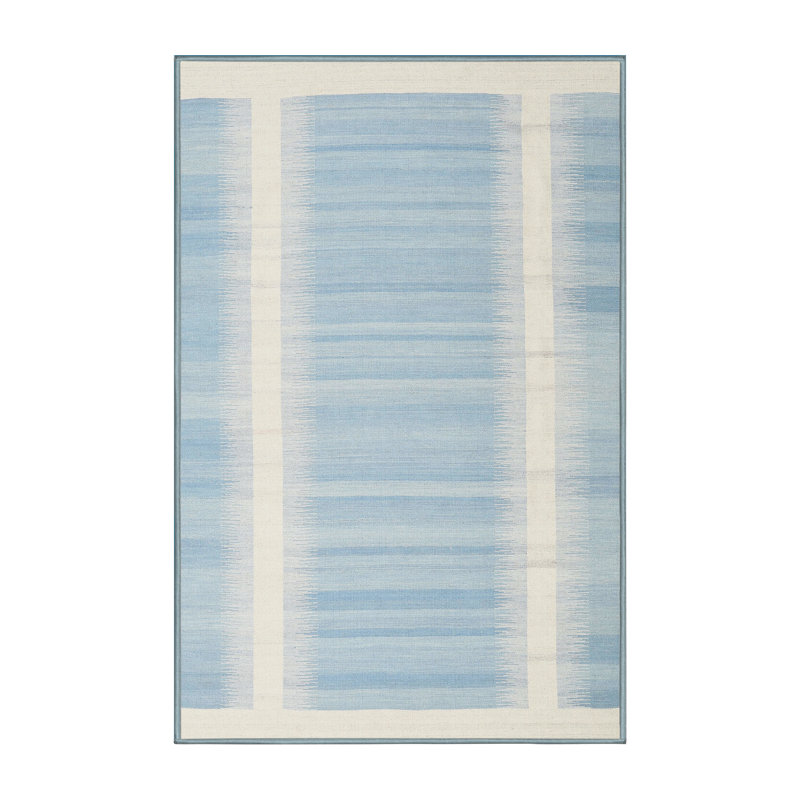 Beige abstrait/Tapis décoratif bleu, Rectangle 8 pi x 12 pi