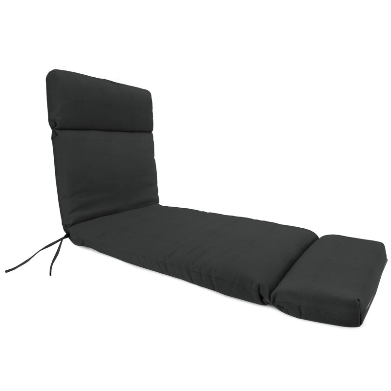 76" x 22" Outdoor Chaise Lounge Cushion with Ties, Canvas Charcoal