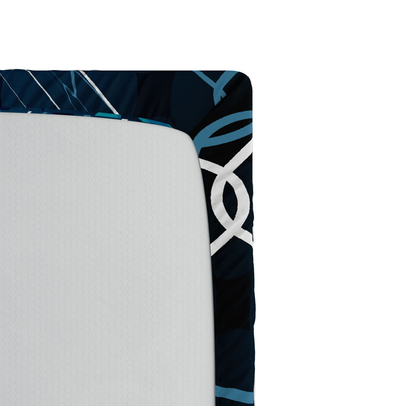 Twin Black and Blue Soccer Print Microfiber Fitted Sheet