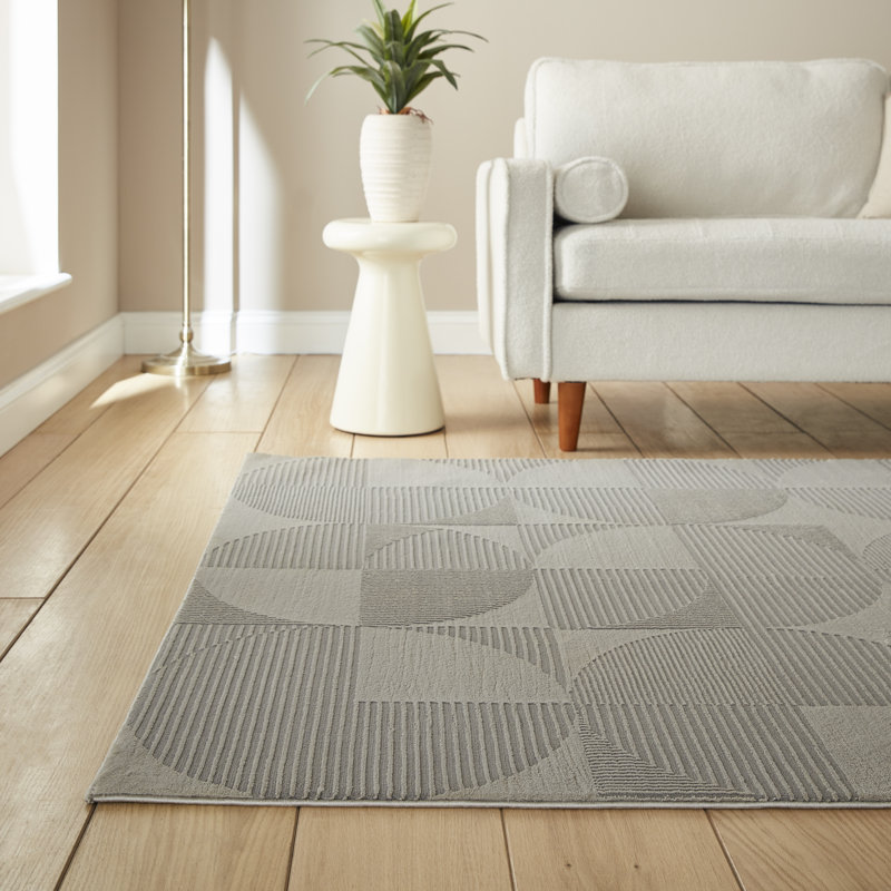 CL - Retro Circles Silver - 120 x 170, Rectangle 120 x 170 cm