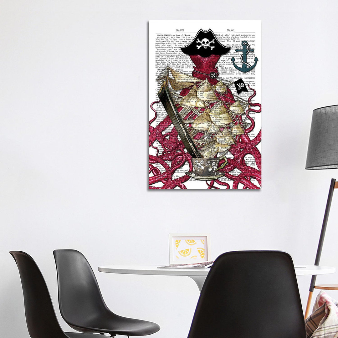 Pirate Octopus von In The Frame Shop - Galerie-verpackte Leinwand Giclée auf Leinwand