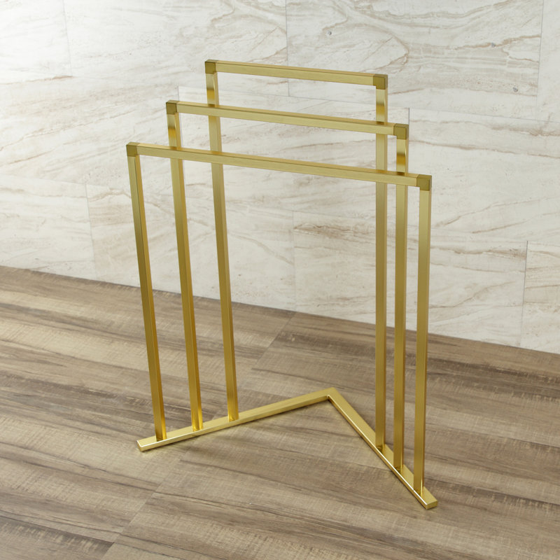 Kingston Brass Edenscape Freestanding 3-Tier Towel Rack, Brushed Brass