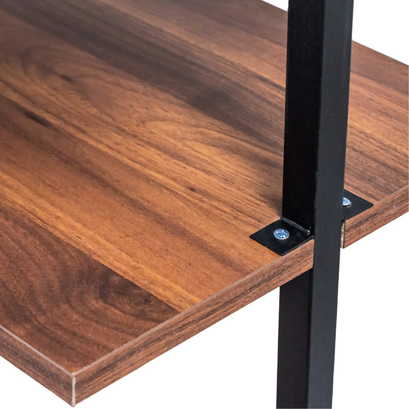Multifonctionnel à 3 niveaux et 2 tablettes en bois fixées au mur en métal pour les accessoires de salle de bain