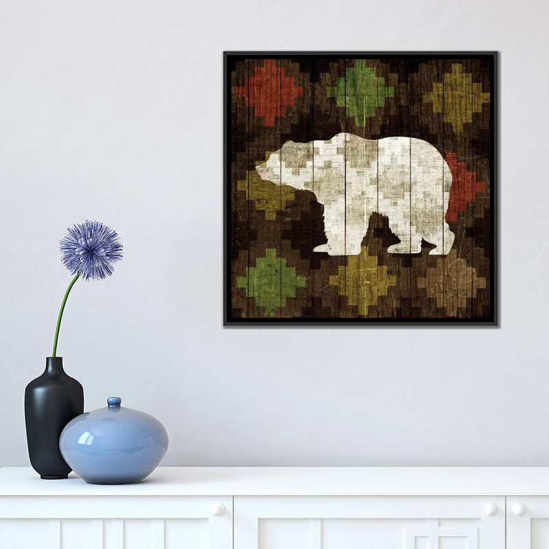 « sud-ouest dépôt ours », impression sur toile, H 18 po x l 18 po x P 1,5 po, Toile avec cadre noir, Pas de tapis