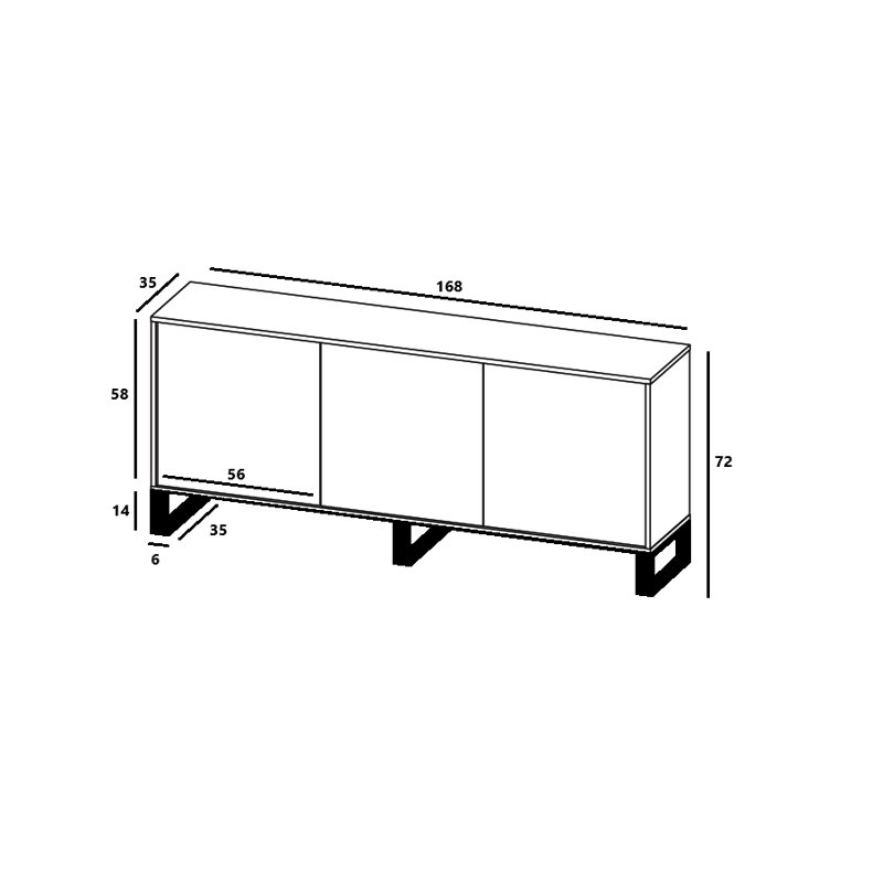 Hostnick 168cm Sideboard,  Black
