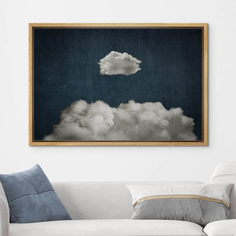 «Pastel Navy Abstract Sky Clouds Modern Relaxing Minimalist», reproduction sur toile flottante, Naturel, H 16 po x l 24 po