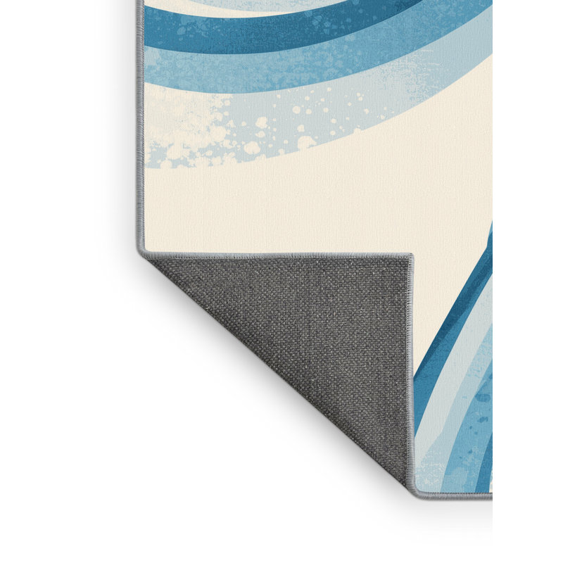 Tapis beige moelleux et éclectique à motif arc-en-ciel doux et moelleux Eisen, 2 x 5